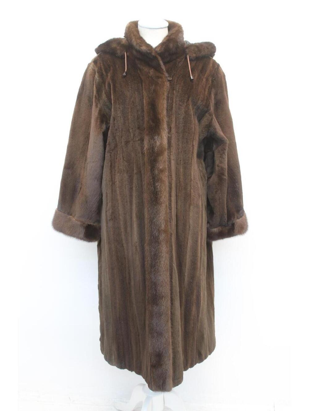 Excellent Reversible Dark Ranch Mink Fur Coat Jacket Women Woman Size 16-18 Xxl